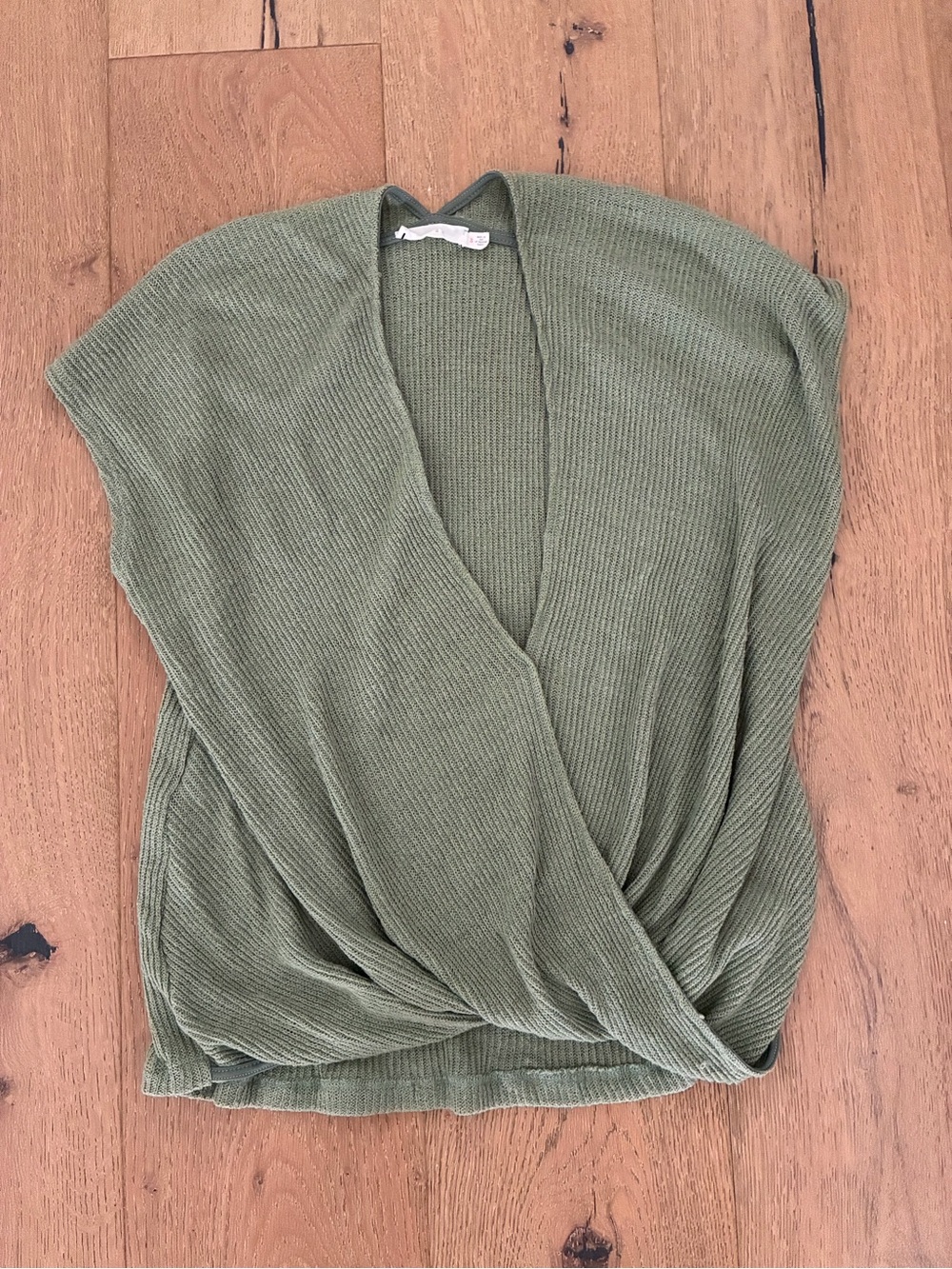 Lush Olive V-Neck Wrap Ribbed Sweater